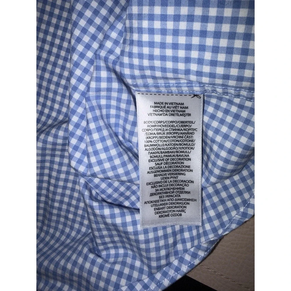 Polo Ralph Lauren Light Blue White Gingham Check Button Down Mens Large